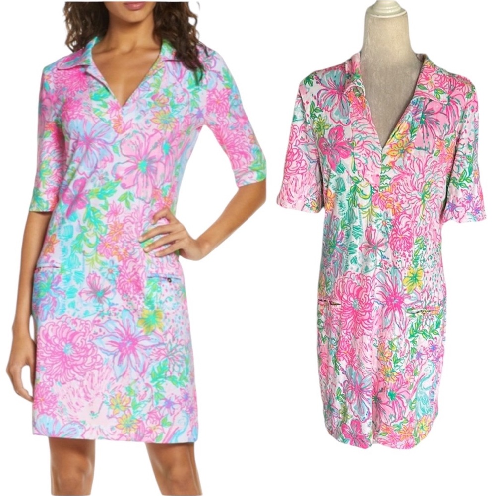Lilly Pulitzer Quincey UPF 50+ Knit Shift Mini Dress in Paradise Found - M